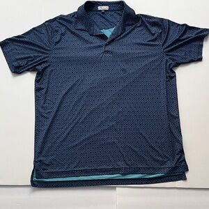 Peter Millar Summer Comfort Mens Size  XL Golf Polo Blue All Over Print Crowns